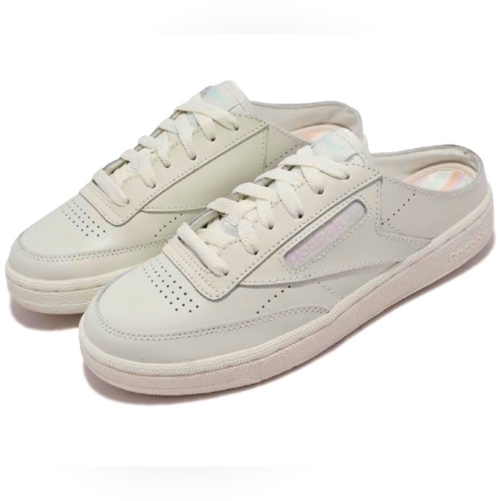Reebok Tennis Club C ‘85 Retro Ivory Pastel Stripes Mules Backless Sneakers Sz 7
